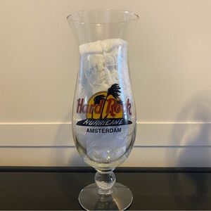 Hard Rock Cafe AMSTERDAM Hurricane Glass with Red, Gold, Black Logo